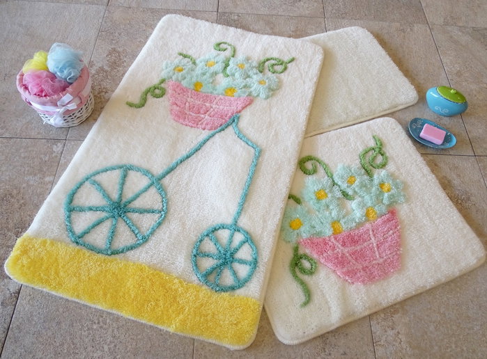 Mijölnir Alacati - Yellow Juego de Alfombrillas de Baño de 3 Piezas Mijölnir Alacati - Yellow Juego de Alfombrillas de Baño de 3 Piezas